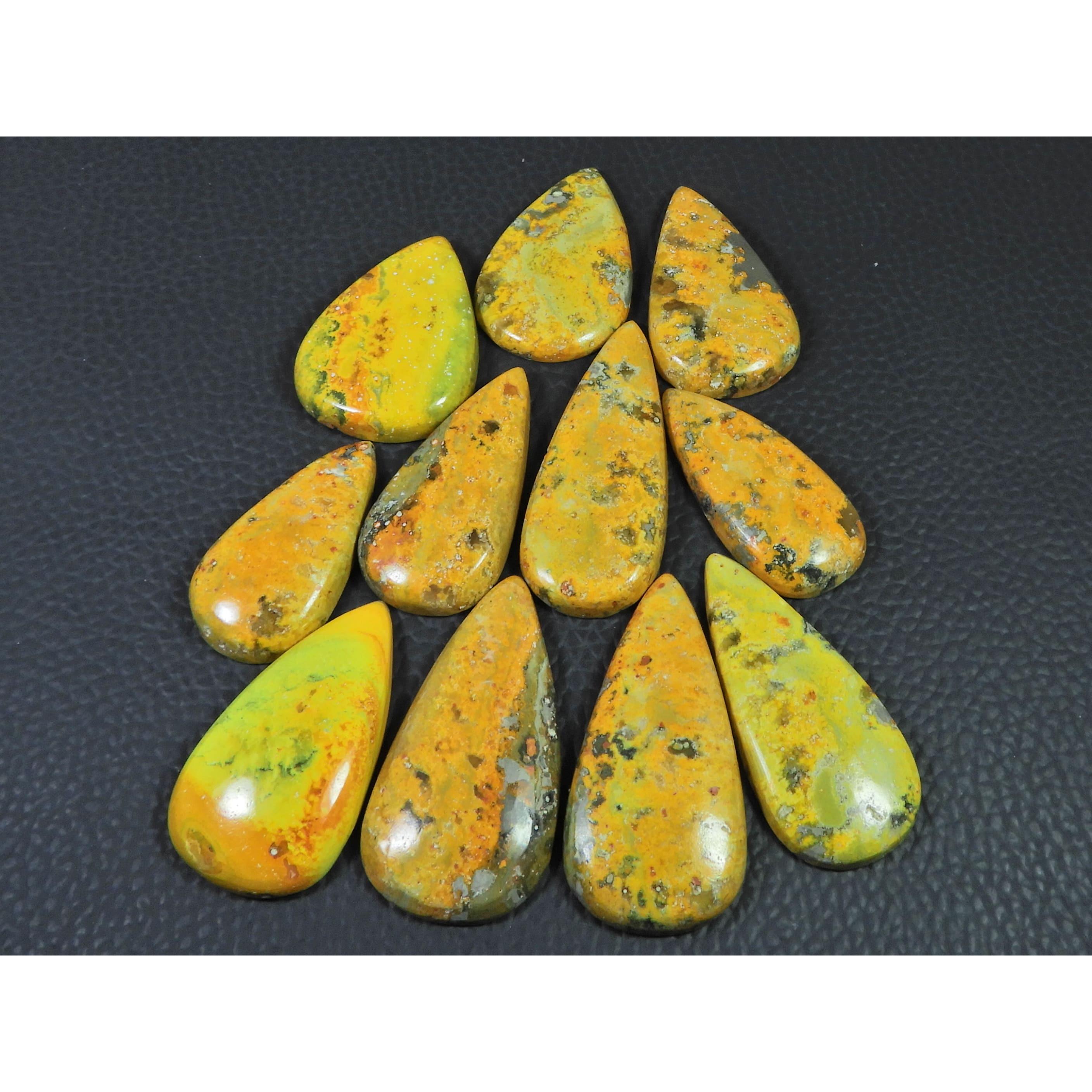 280Cts. Natural Bumble Bee Jasper Pear Cabochon Loose Gemstone 11Pcs Lot C-2244