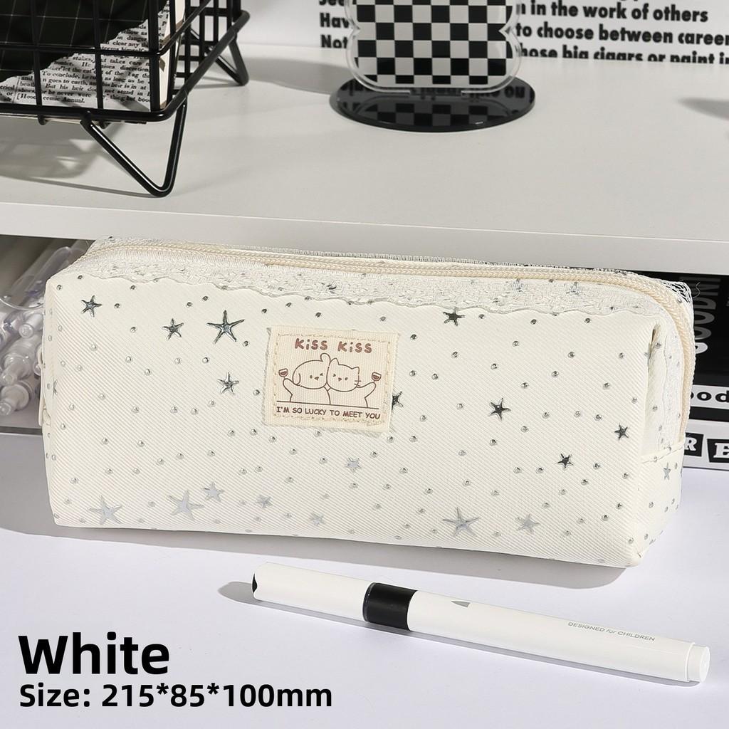 Korean Style Large Capacity Pencil Case With Fabric Material For Students And Office Use