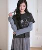 THE GREEN LAB Star Patch St Layered T-Shirt [Charcoal Gray]