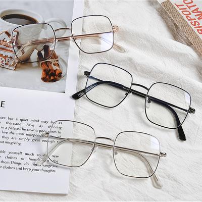 Glasses 3463 Round Face Metal Square Full Frame Retro Large Frame Flat Mirror