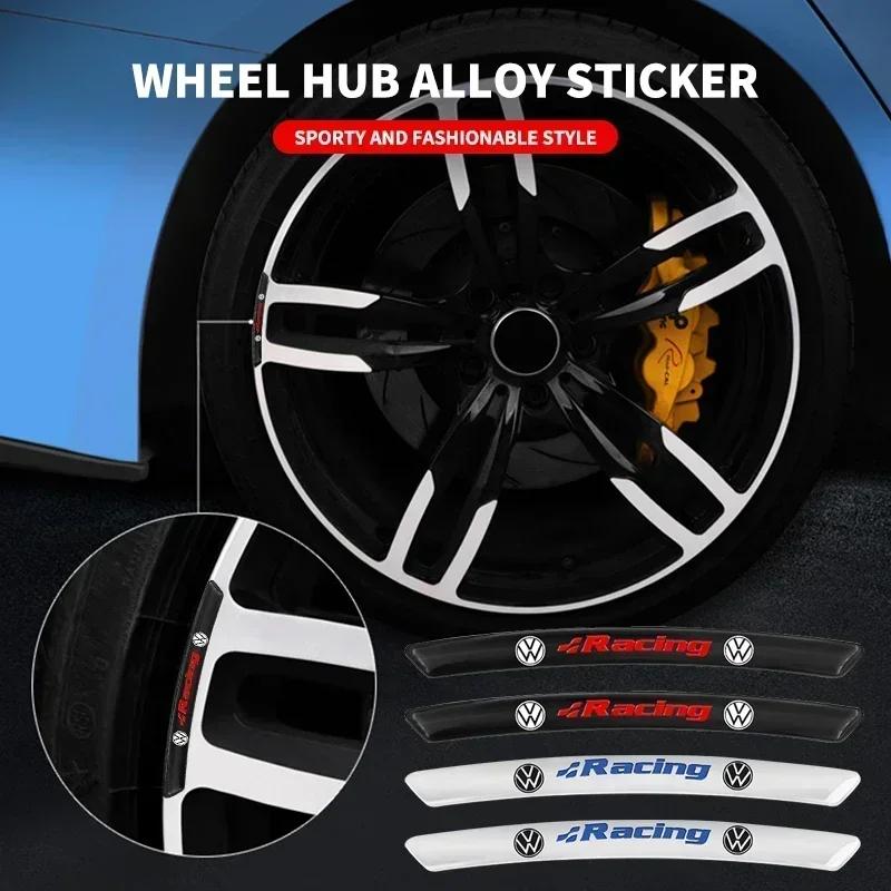 4pcs Aluminum Logo Car Wheel Rim Hub Sticker Car Decoration For VW GTI Polo Golf Passat Tiguan Arteon Touareg Taigo Caddy BCT1