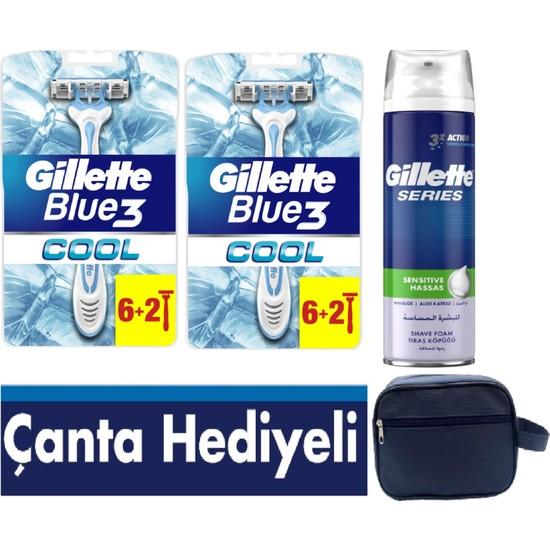 

Gillette Blue3 Cool Razor 16 шт. + пена Gillette 250 мл + дорожный футляр