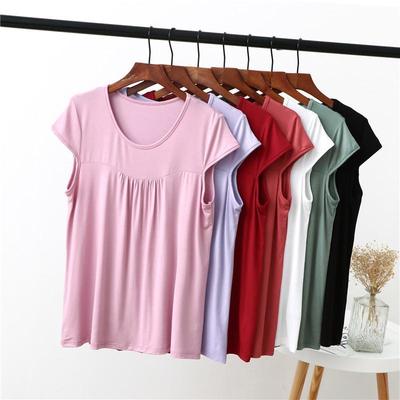 Chaleco Modal de Talla Grande para Mujer Camiseta de Verano Color Sólido Cuello Redondo Camiseta Básica Sin Mangas Top para Casa