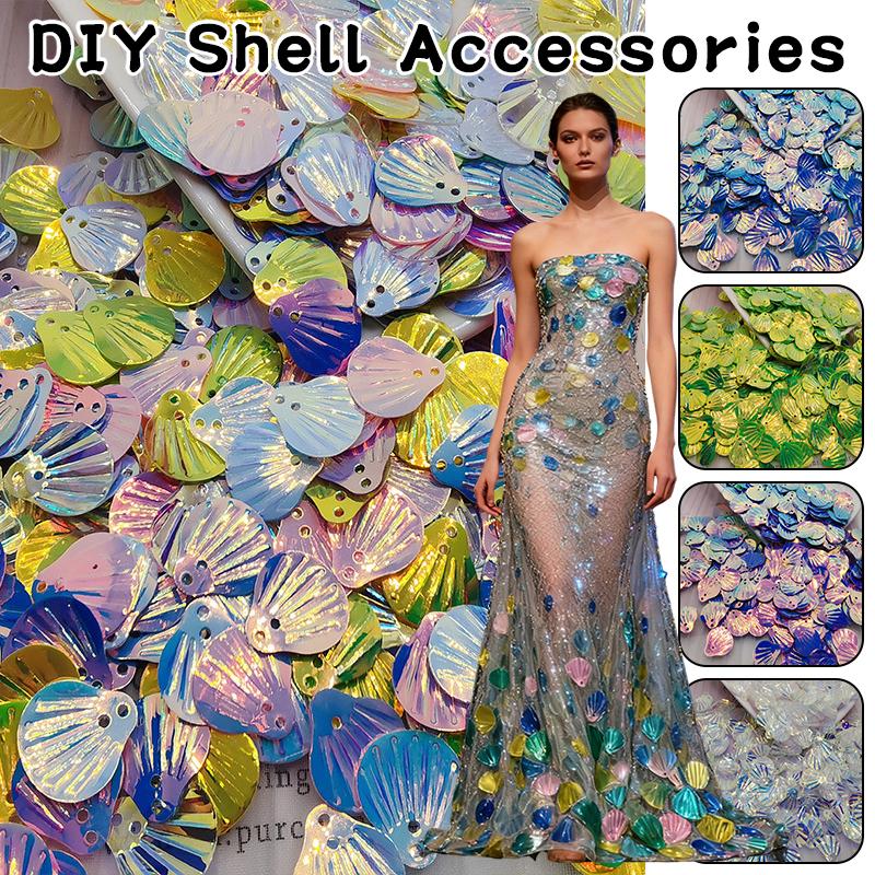 1pack Glitter Sea Shell PVC Loose Sequins for Sewing Embellishment Findings Wedding Handcraft Women Clothes Dress Accessories