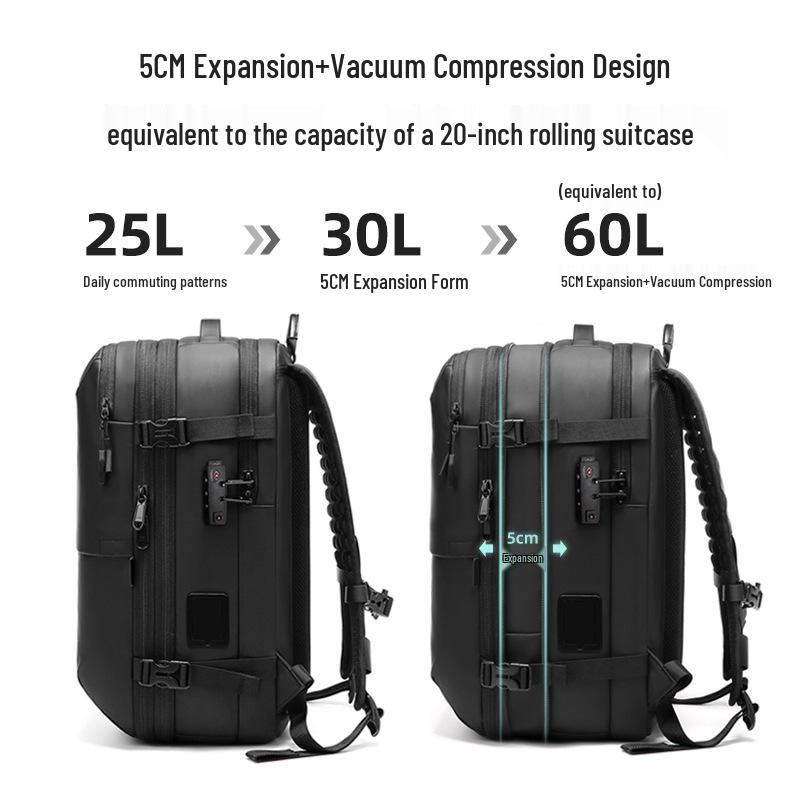 Men's Multifunctional Cross-Border Business Backpack with One-Key Vacuum Sealing for Travel and Laptop Storage