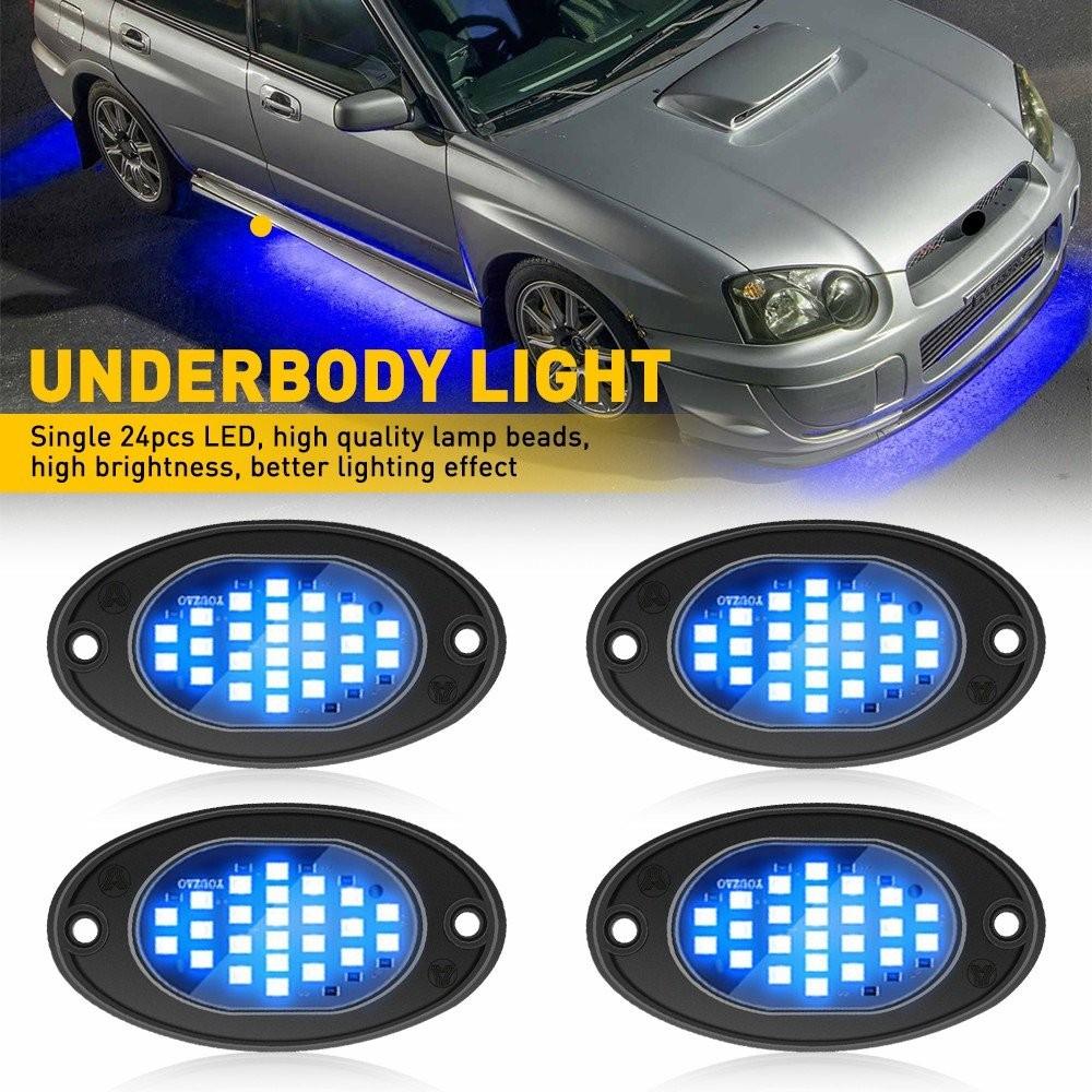 

4X Blue LED Rock Lights Underbody Trail Rig Glow Lamp For Offroad SUV Pickup Tru