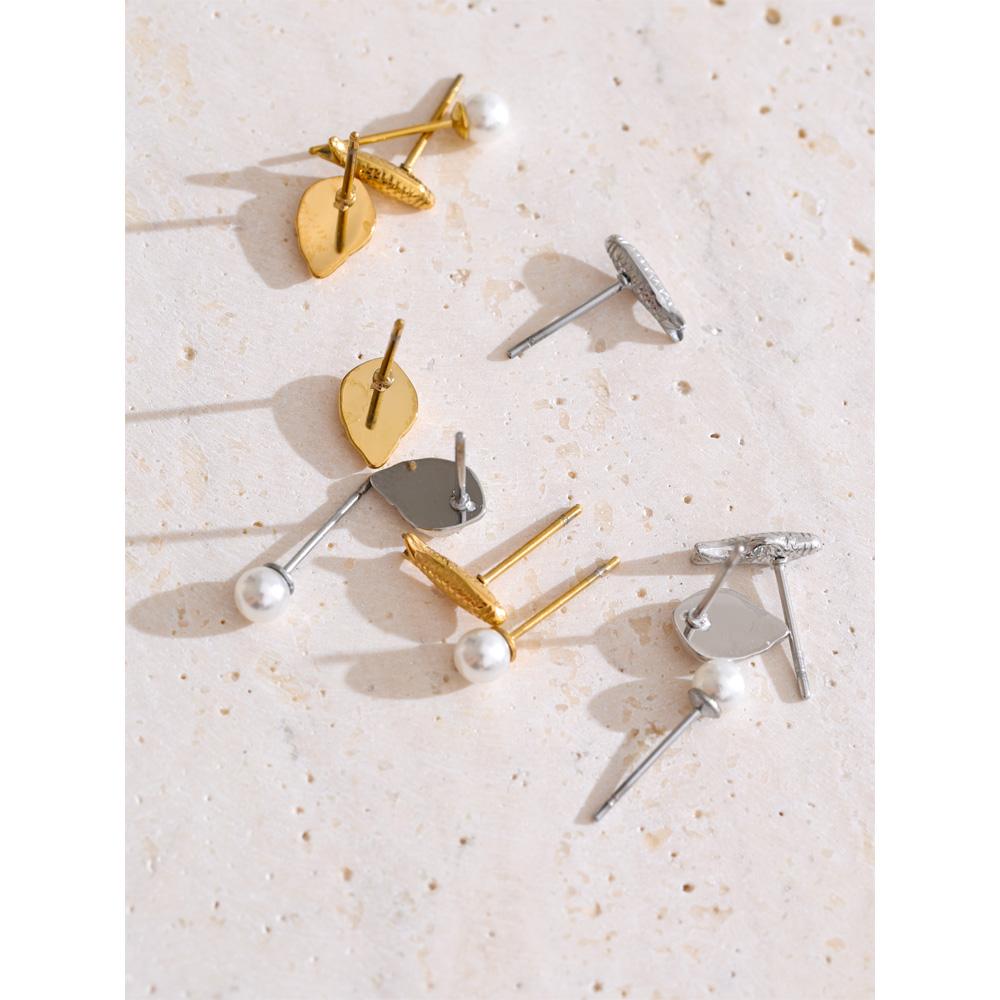 Eetit Cute Mini Conch Fish Pearls Stud Earrings Set 16K Golden Platinum Plated Daily Wear Fashion Waterproof Jewelry Recommend
