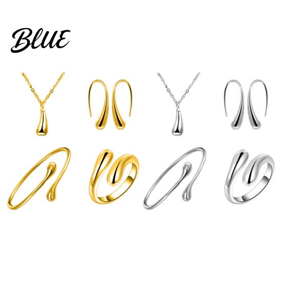 4 Piece Jewelry Set Pcs/Set Women Water Drop Shape Polished