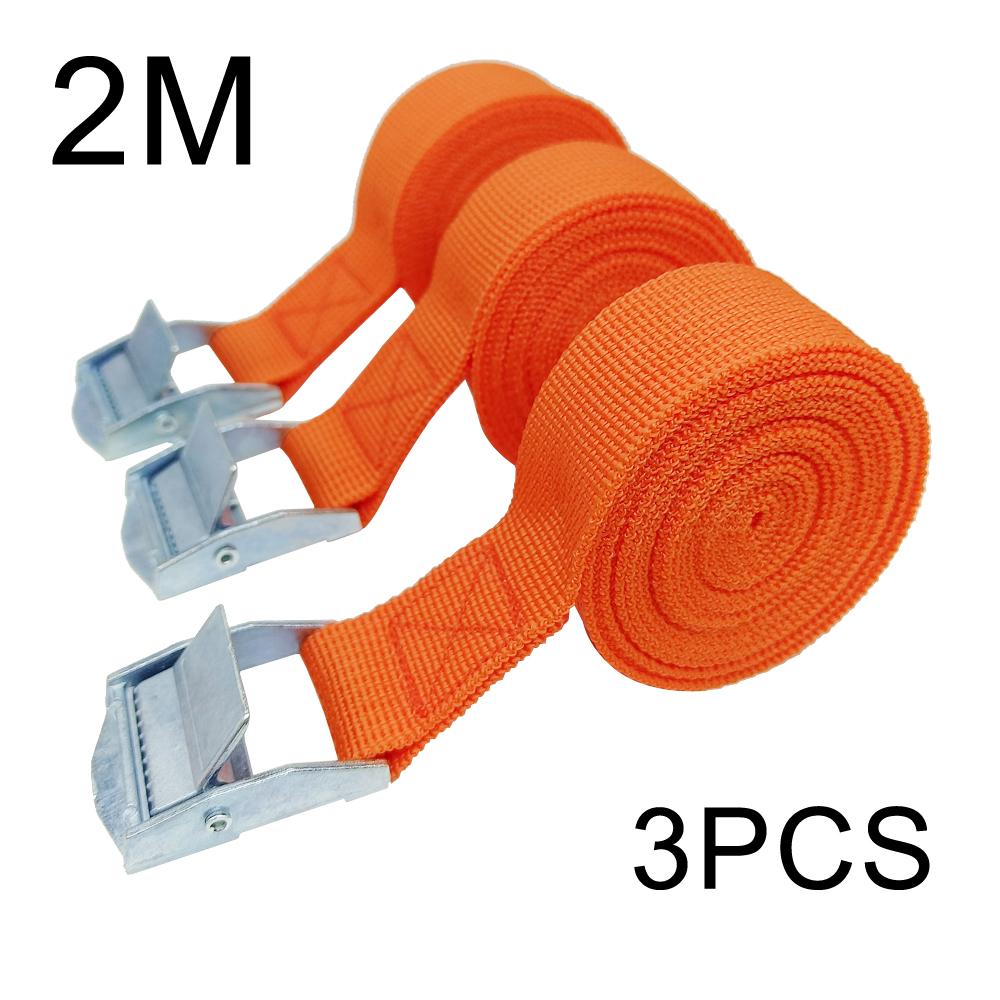 3pcs 2M Buckle Tie-Down Belt Cargo Straps for Car Motorcycle Bike with Metal Buckle Tow Rope Strong Ratchet Belt for Luggage Bag