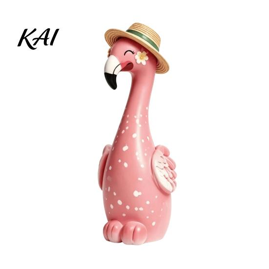 Durable Resin Sculpture Vase Cute Flamingo Decorative Vase, Pink Flower Holder Figurine, Small Tabletop Statue Decor Ornament for Dried Artificial