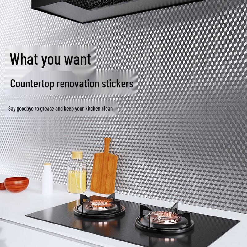 Waterproof Self-Adhesive Aluminum Foil Kitchen Stickers: Oil-Proof, Moisture-Resistant, and Thickened for Walls and Cupboards.
