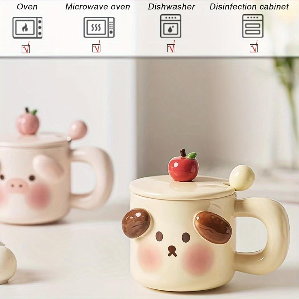 1set 400ml Cute Pig Coffee Mug with Lid and Spoon Creative Home Milk Breakfast Couple Cups Drinkware Gifts for Home Office Tea