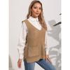 Women's Autumn and Winter Double Pocket Patchwork V-Neck Casual Sweater Vest