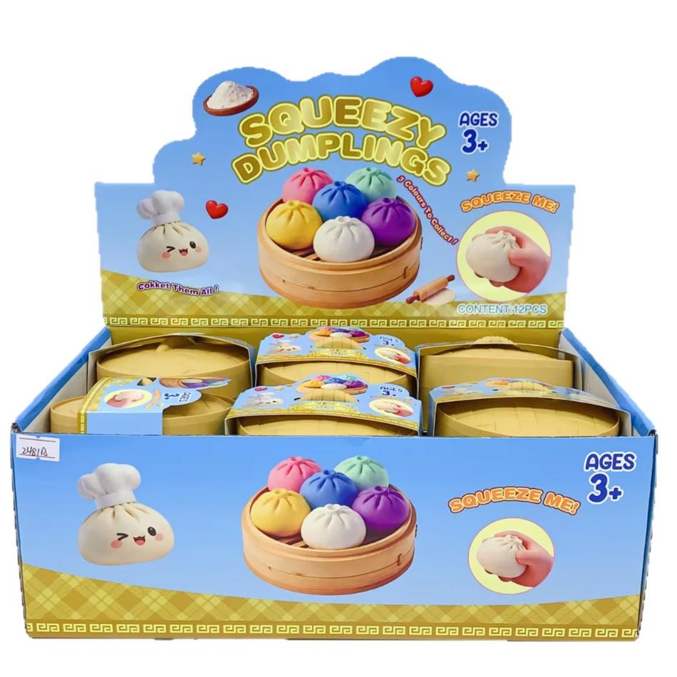 Glitter Dumpling Squishies Toy - Colorful Food Sensory Fidget Toy Anti-Stress Squeeze Balls  Box Baozi Dumpling