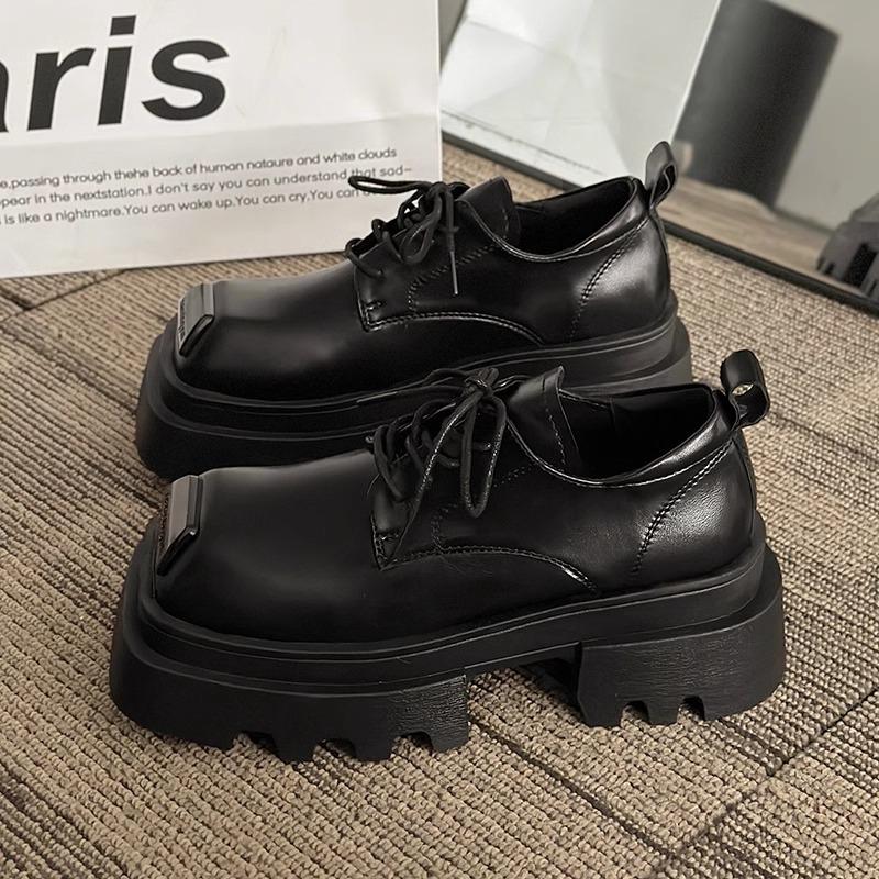 

Европейская станция кекс толстая подошва увеличивающая рост маленького мужчины маленькие кожаные туфли дети британский стиль 2025 весна новые популярные одинарные туфли 35 чёрный