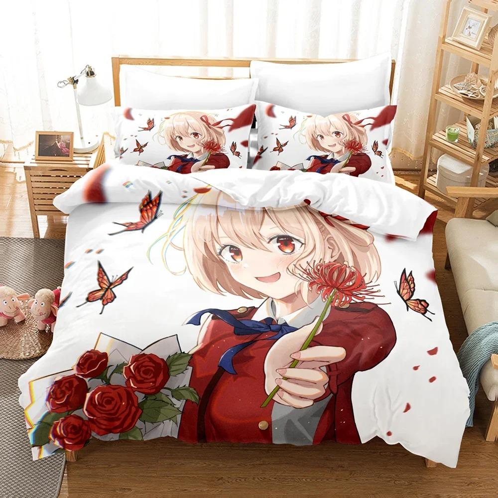 Anime Lycoris Recoil Bedding Set Duvet Cover Bedroom Comforter Covers Single Twin King Size Quilt Cover Home Textile