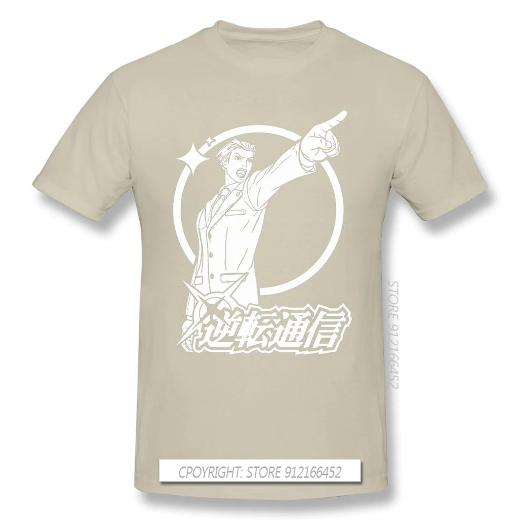 High Quality Men Clothes O-Neck 100% Cotton Cool  T-Shirts Phoenix Wright Ace Attorney Miles Fey Games Sleeve Short