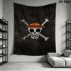 One Piece Straw Hat Pirates Wall Tapestry Aesthetic Wall Hanging Printed Fabric Blanket Decorative Tapestries For Bedroom Living Room Home Decor