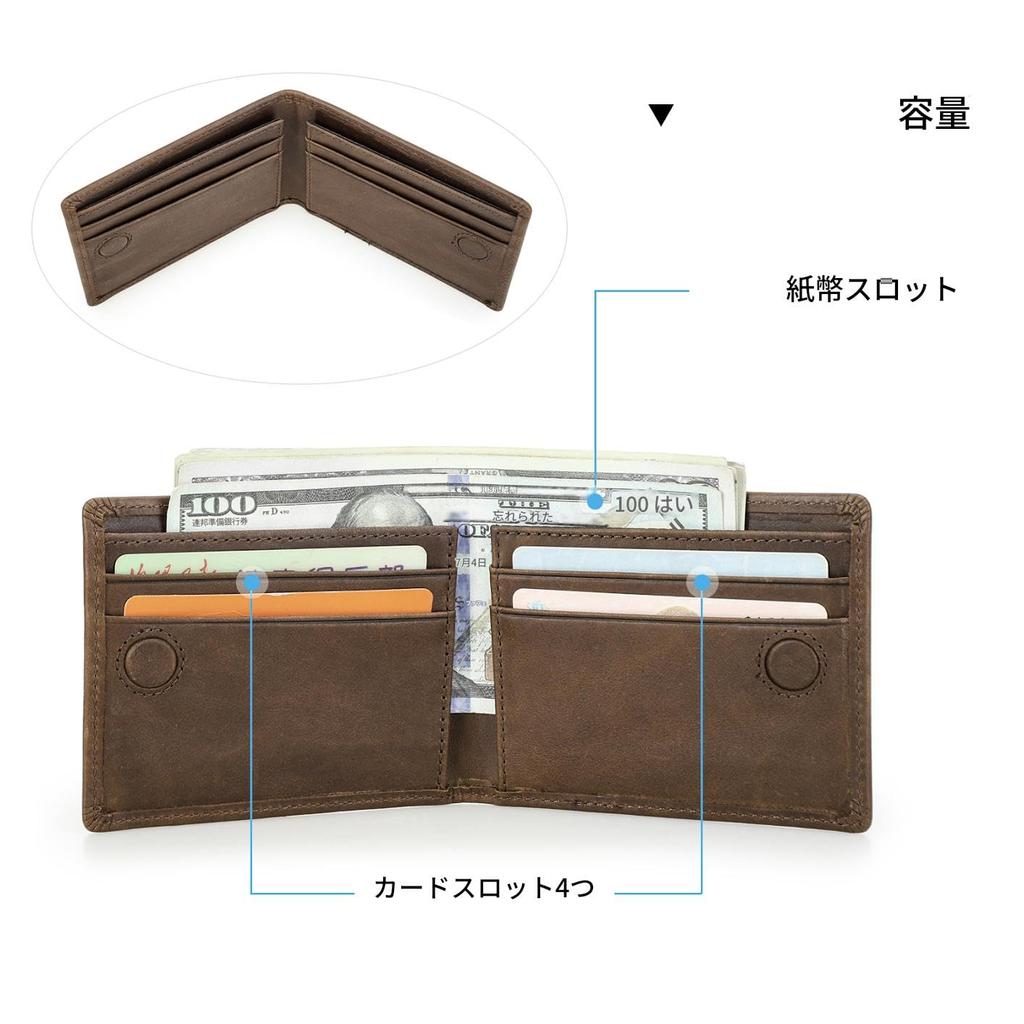 Contact's series all-grain ultra-thin bifold wallet with card slots, slim design for men and women (Coffee)