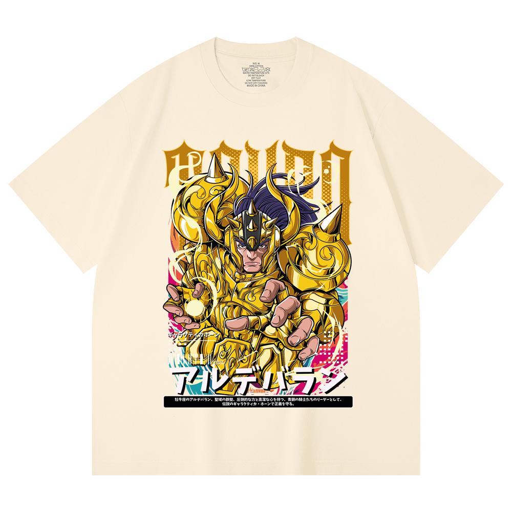 

230 Gsm 100% Cotton Saint Seiya V27 Tauro Print Unisex Heavy Cotton T Shirt XS абрикосовый