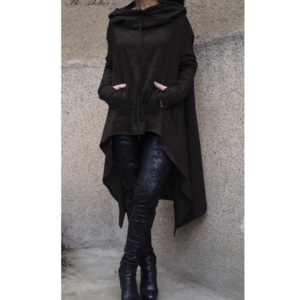 Women's Solid Color Long Hooded Sweatshirt - 10 Colors, 8 Sizes Available.