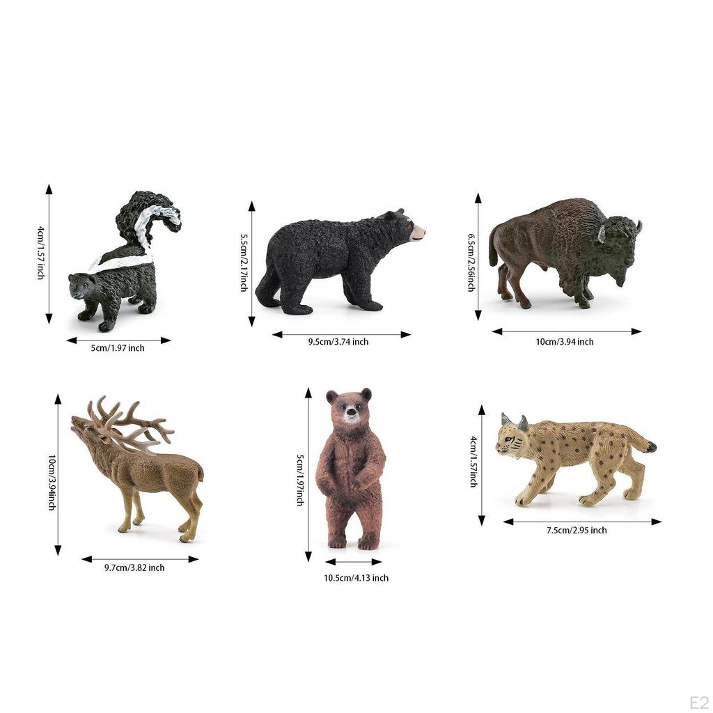 6 Animal Figurines Set for Kids Educational Jungle Wildlife Models