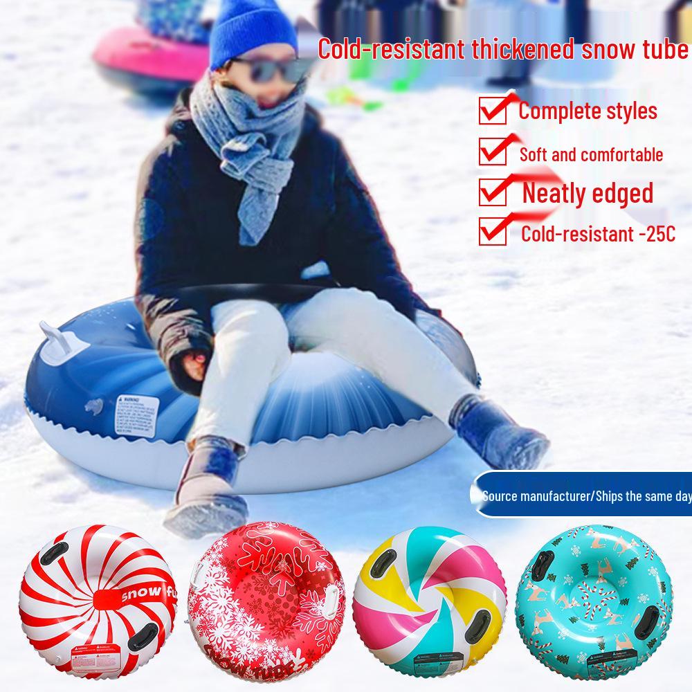 Slittino Gonfiabile in PVC Ispessito Resistente al Freddo - Giocattolo Sciistico Rotondo da Esterno