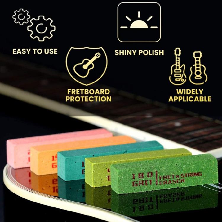 Fret Erasers for Guitar, Suitable for Guitar Strings and Fret Polishing Erasers