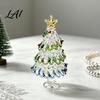 Miniature Christmas Tree Ornaments Glazed Figurine Glass Pulled Wire Desk Decor Elegant Desktop Decorations for Winter Mini Holiday Tabletop