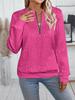 Ladies, Casual, Collar Zipper, Long Sleeved Hoodie, Women's Clothing, T-shirt