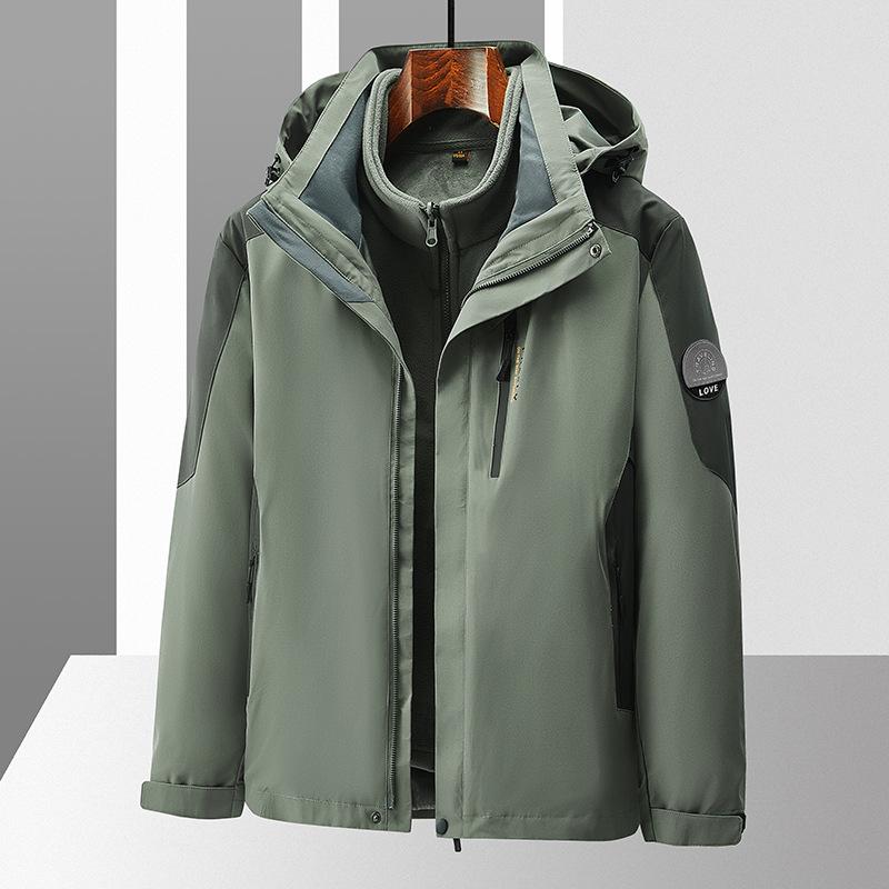 Tuta Assalto Outdoor da Uomo 3-in-1 Staccabile Autunno e Inverno Ciclismo Antivento Impermeabile Giacca Tuta da Sci