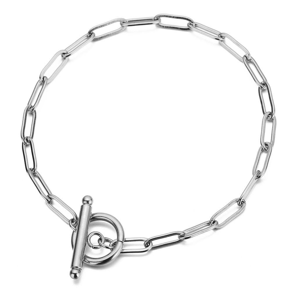 Stainless Steel Paperclip Chain Toggle Bracelet for Women Hip Hop Bracelet Jewelry Gifts