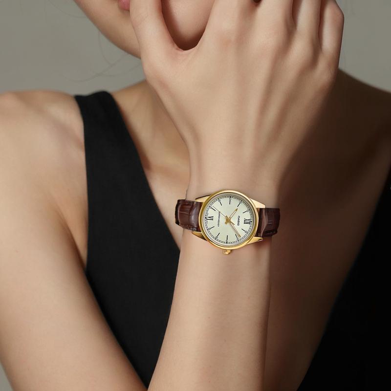 Casio STANDARD Serie DRESS Serie Modisch Retro Einfach Quarzwerk Lederarmband Japanische und Koreanische Uhr Damenuhr Gold LTP-V005GL-9B