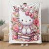 1pc Flowers Butterflies Hello Kitty Theme Blanket, Soft Throw for Home Decor, Perfect Gift for Family and Friend, Suitable for All Seasons, Ideal for