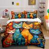 Colorful Abstract Cats Pattern. Bedding Sets Duvet Cover Sets Duvet Covers Pillowcases(1 * Duvet Cover 2 * Pillowcases Without Duvet Insert)