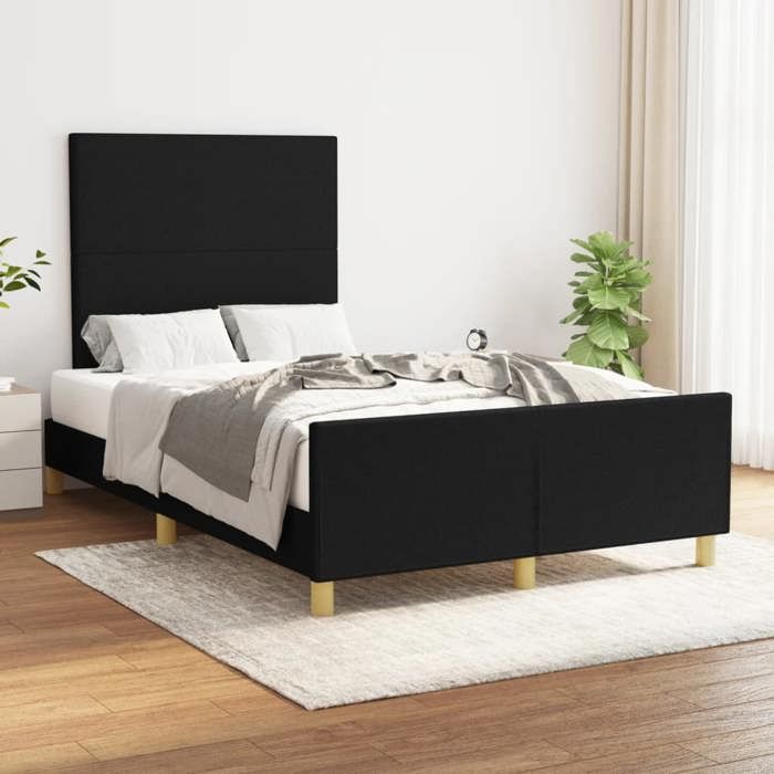 VidaXL Cadre de Lit avec Tête de Lit, Lit Rembourré, Lit Double, Lit Adulte de Chambre à Coucher Intérieur, Moderne, Noir 3270501