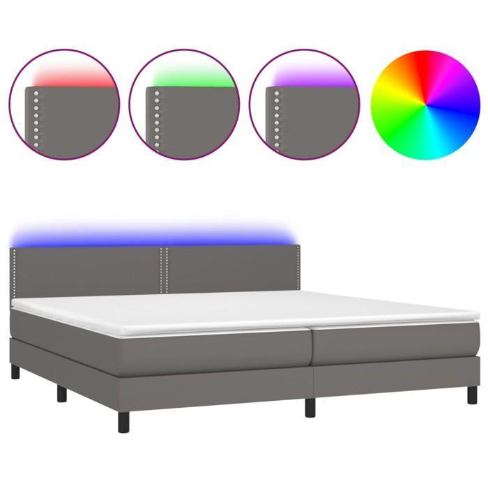 Maison Exclusive - Bed Slat Base with Mattress and LED Grey 200x200 Cm