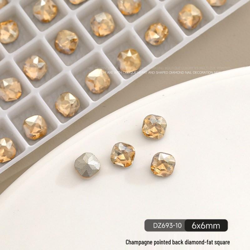 K9 Champagne Nail Art Rhinestone Jewelry - High Quality Irregular Crystal, Fat Square, Water Drop, Heart-Shaped Decorations