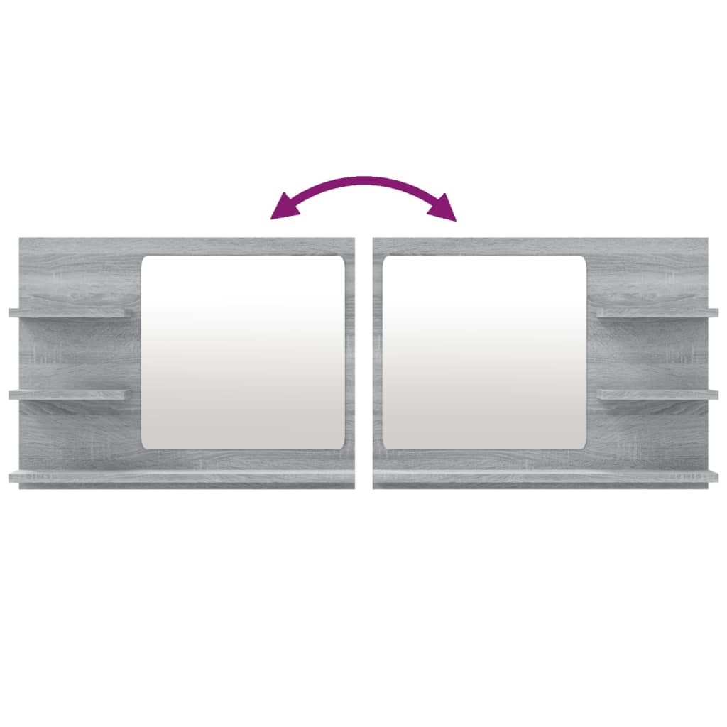 Vidaxl Lustro Łazienkowe, Szary Dąb Sonoma, 60X10,5X45 Cm