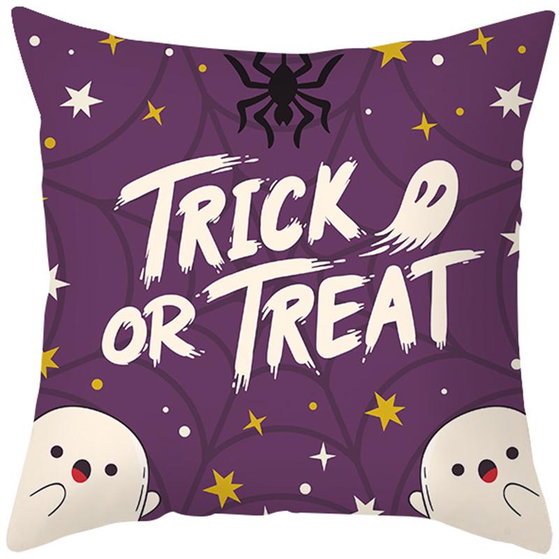 Halloween Theme Horror Pumpkin Bat Print Pattern Cushion Cover Home Living Room Sofa Decoration Square Throw Pillow Cover
