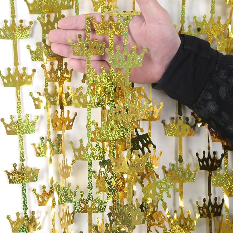 Crown Metallic Sparkling Fringes Curtain Tinsels Foil Tassels Backdrop for Weddings Birthdays and Christmas Party Decors