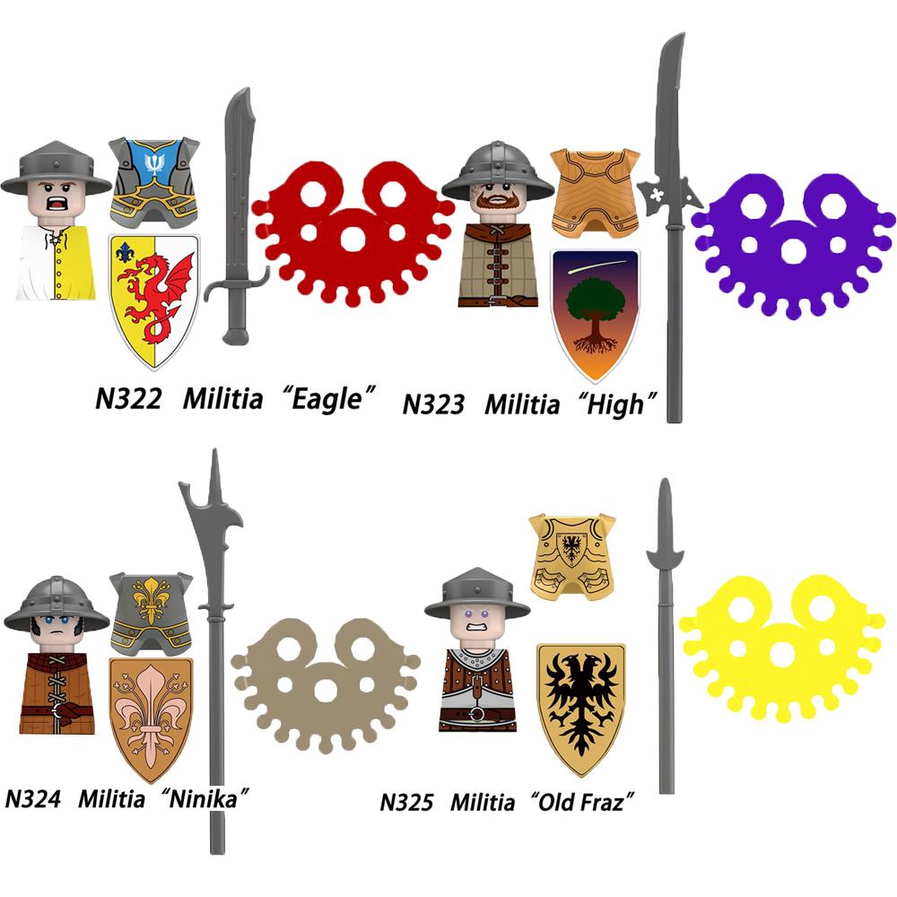 MOC Medieval Building Blocks Castle Knights Army Soldiers Warrior Accessories Warhorse Helmets Shields Armor Toy Gifts S036 DIY