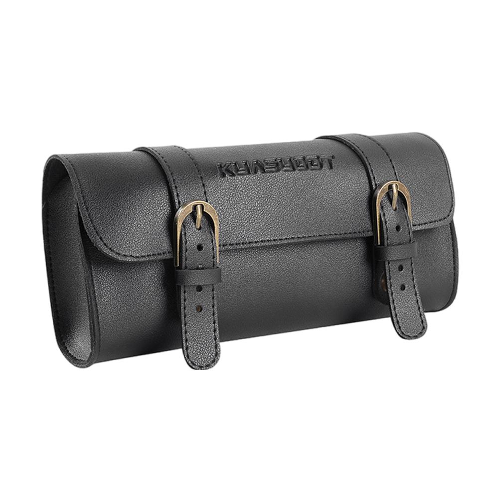 

Motorcycle Saddle Storage Bag Leather Bike Handlebar Tool Bag Large Capacity Retro Bicycle Tail Bag for Outdoot Cycling чорний