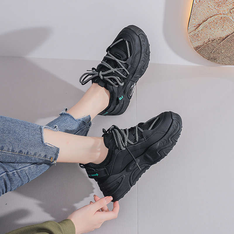 Flatformové venkovní podzimní boty pro ženy Flatformové boty Velikost 2 Podpatky Tenisky Sportovní Nová sezóna Univerzální značka Tréninková obuv