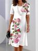 Summer Women's Round Neck Short Sleeve Printed Fashion Loose Midi Dress