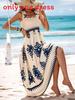 Womens Floral Print Cotton Polyester Sleeveless Maxi Dress For Beach Vacation Wear
