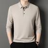 Men's Long-Sleeve Solid Color Polo Shirt - Spring/Autumn Dad Casual Wear