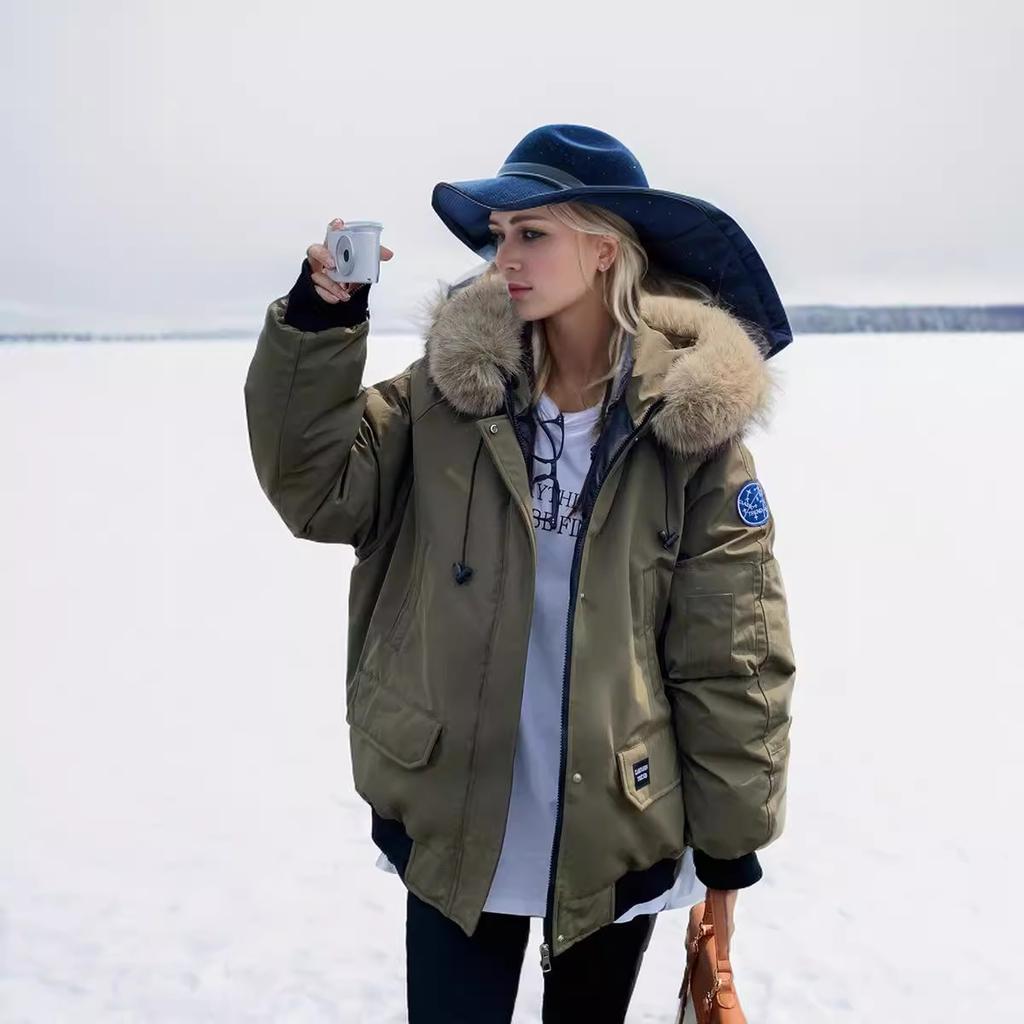 YJKDYK 2024 Winter Jacket Women Parka Coat Female Fur Collar Hooded Parkas Cotton Jacket Lady Warm Snow Wear Padded Clothes