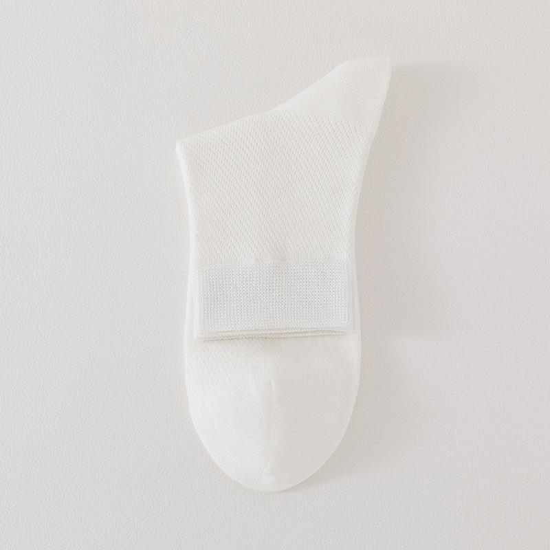 Men's Socks Mid-calf Mesh Breathable Sweat Cotton Anti-odour Mid-calf Socks Anti-pilling Solid Colour Boneless Leisure Cotton Socks