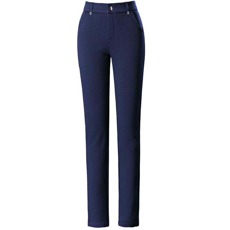 Fleeceforede vinterbukser med rette ben og elastikk for kvinner - Varme, løse, allsidige